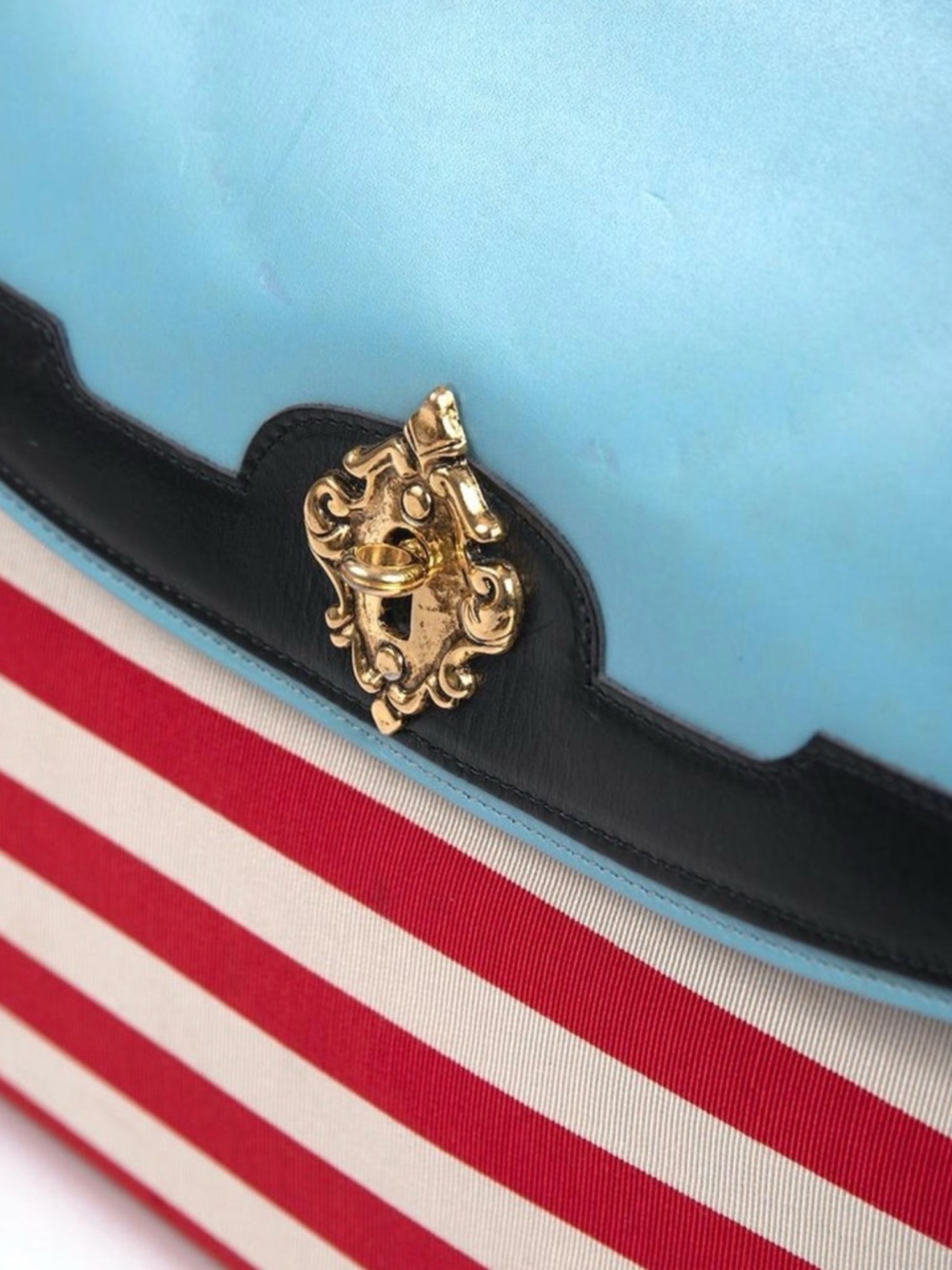MOSCHINO COUTURE "I Love Venice" Blue Red White Top Handle Bag & Strap - Picture 8 of 9